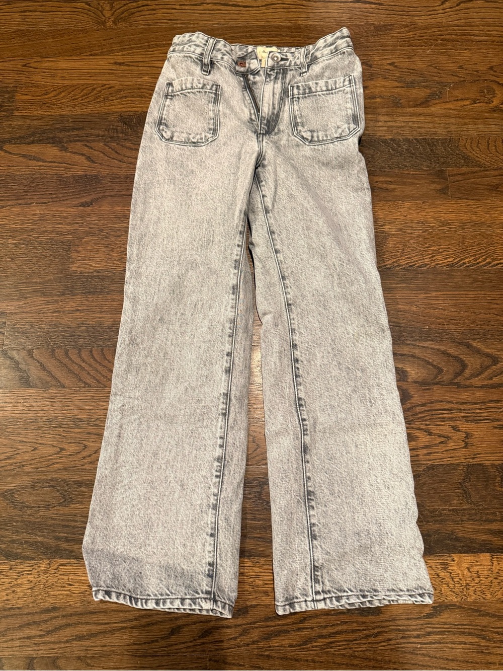 Girls Bellerose Light Gray Acid-Wash Wide-Leg Jeans